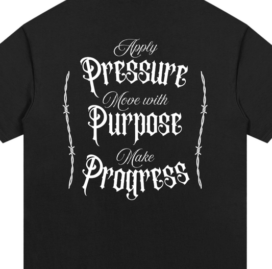 Pressure, Purpose, Progress - Premium Oversized Front + Back Print Drop Shoulder Cotton T-Shirt
