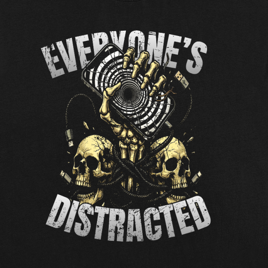 Everyone's Distracted - Premium Oversized Front Print Drop Shoulder Cotton T-Shirt