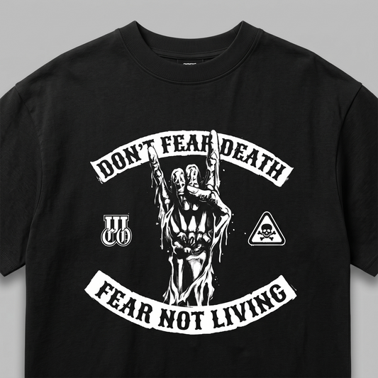 Don't Fear Death, Fear Not Living - Premium Oversized Front Print Drop Shoulder Cotton T-Shirt