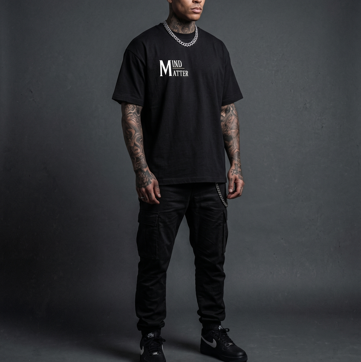 Mind Over Matter- Premium Oversized Front + Back Print Drop Shoulder Cotton T-Shirt