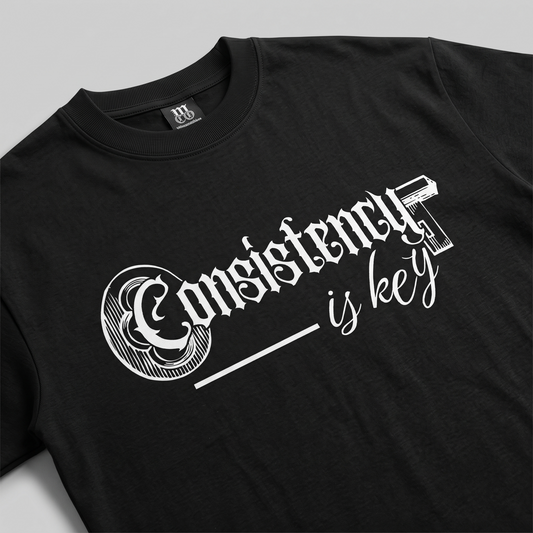 Consistency is key - Premium Oversized Front Print Drop Shoulder Cotton T-Shirt