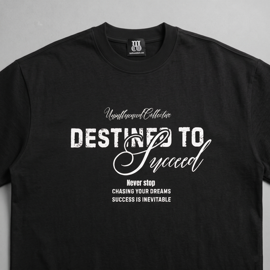 Destined To Succeed - Premium Oversized Front Print Drop Shoulder Cotton T-Shirt
