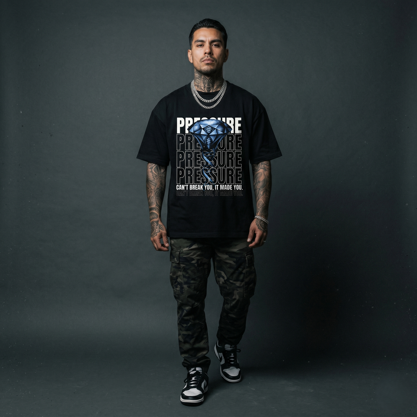 Pressure Made You - Premium Oversized Front Print Drop Shoulder Cotton T-Shirt