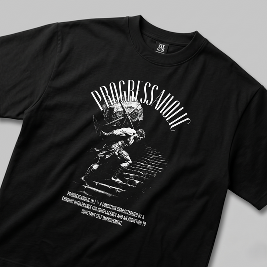 Progressaholic  - Premium Oversized Front Print Drop Shoulder Cotton T-Shirt