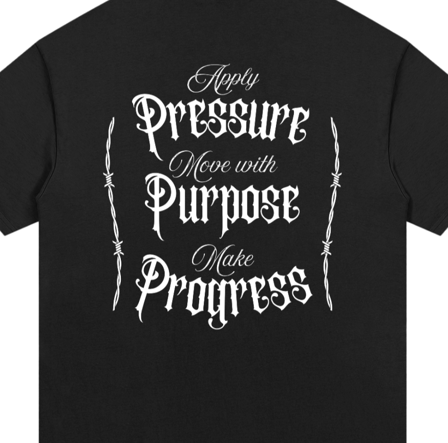 Pressure, Purpose, Progress - Premium Oversized Front + Back Print Drop Shoulder Cotton T-Shirt