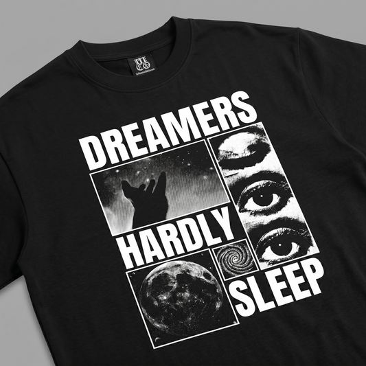 Dreamers hardly sleep - Premium Oversized Front Print Drop Shoulder Cotton T-Shirt