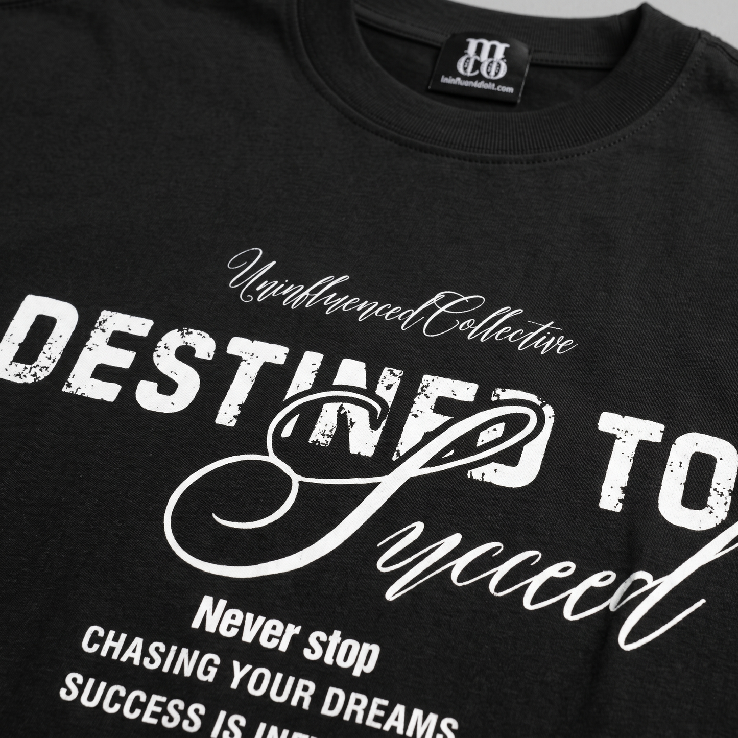 Destined To Succeed - Premium Oversized Front Print Drop Shoulder Cotton T-Shirt