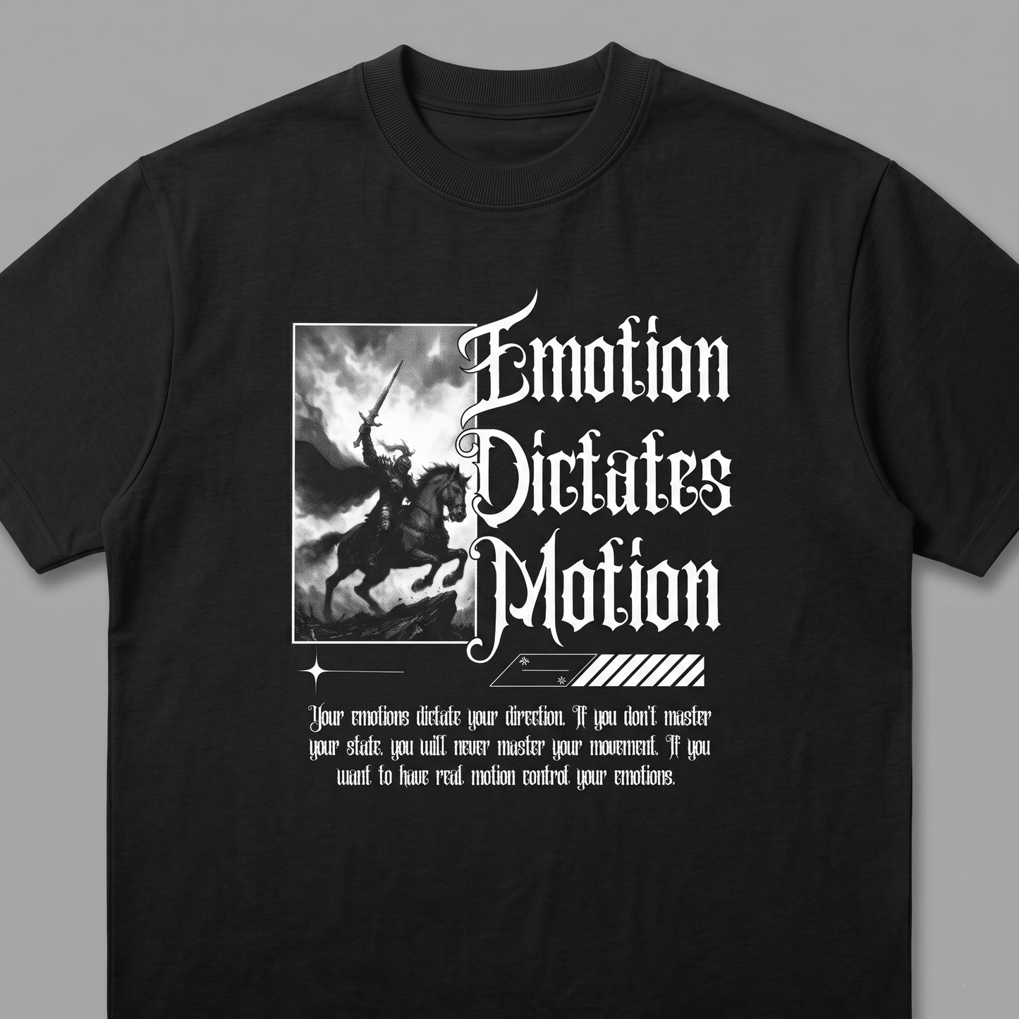 Emotion Dictates Motion - Premium Oversized Front Print Drop Shoulder Cotton T-Shirt