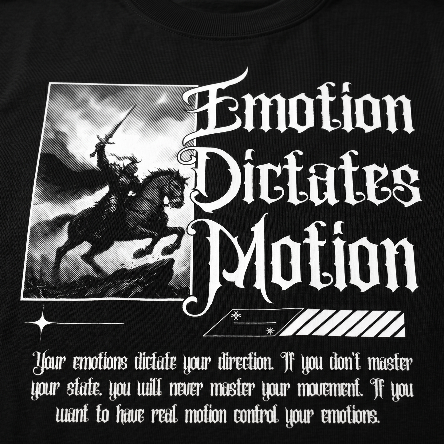 Emotion Dictates Motion - Premium Oversized Front Print Drop Shoulder Cotton T-Shirt