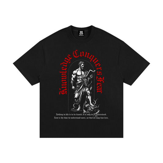 Knowledge Conquers Fear - Premium Oversized Front Print Drop Shoulder Cotton T-Shirt
