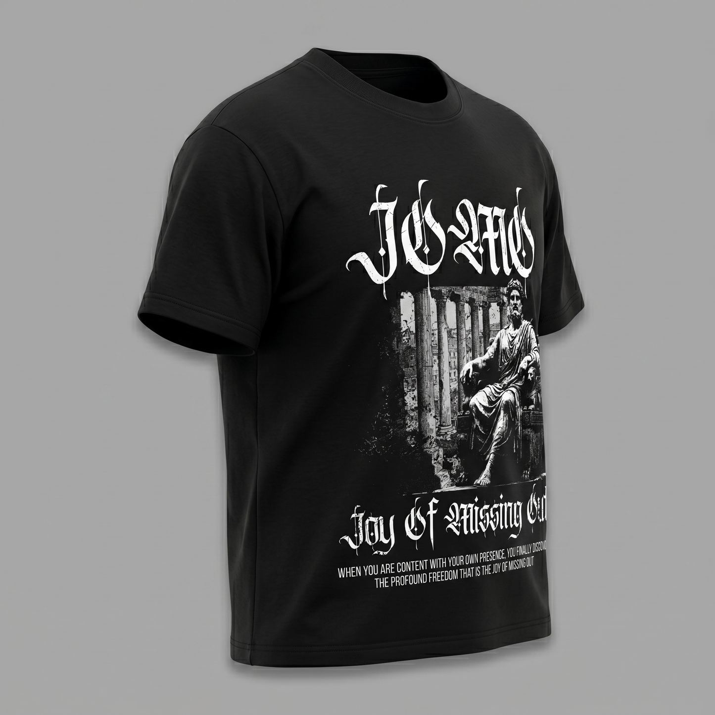 JOMO Joy Of Missing Out - Premium Oversized Front Print Drop Shoulder Cotton T-Shirt