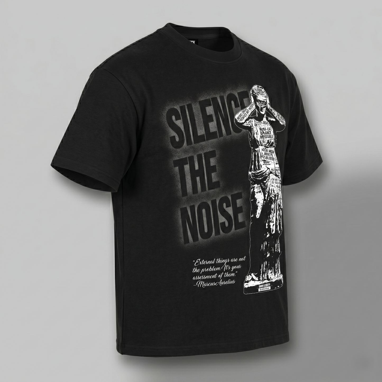 Silence The Noise - Premium Oversized Front Print Drop Shoulder Cotton T-Shirt