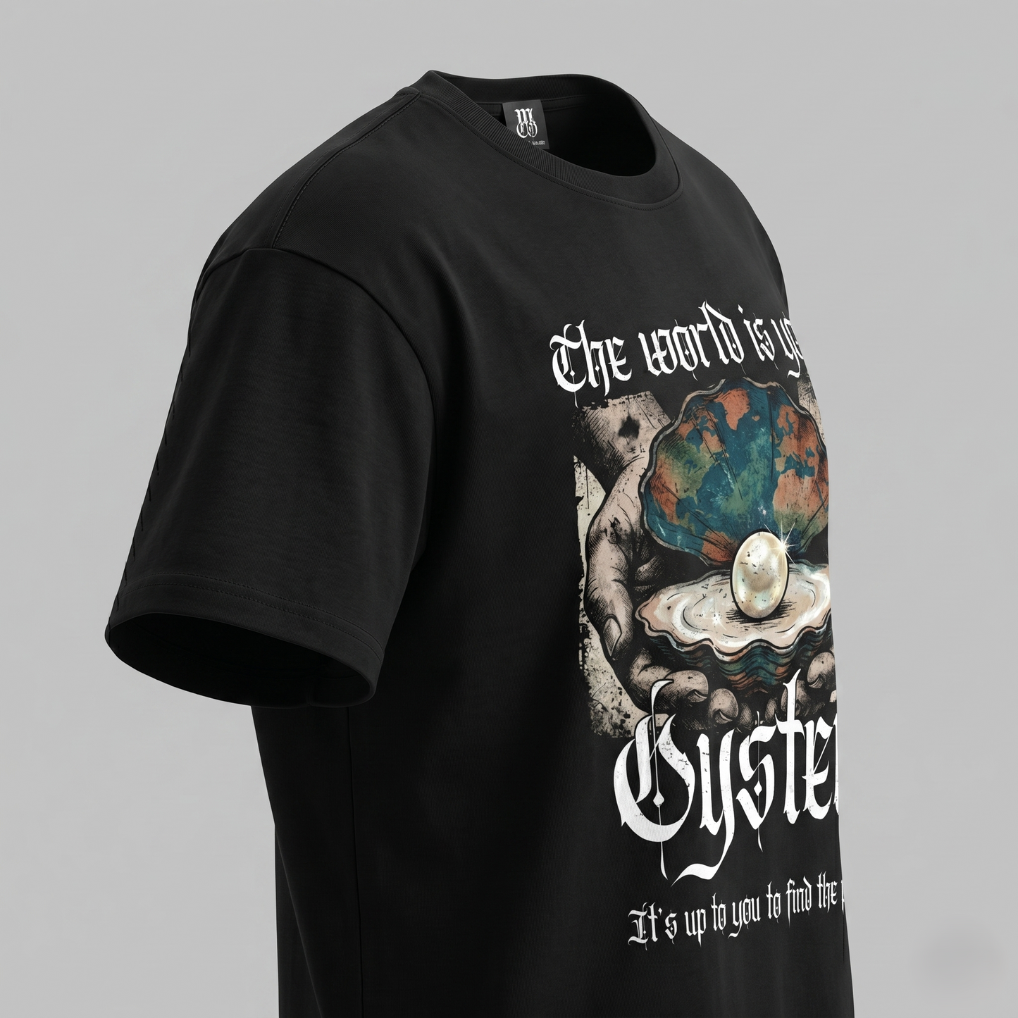 The World is Your Oyster - Premium Oversized Front Print Drop Shoulder Cotton T-Shirt