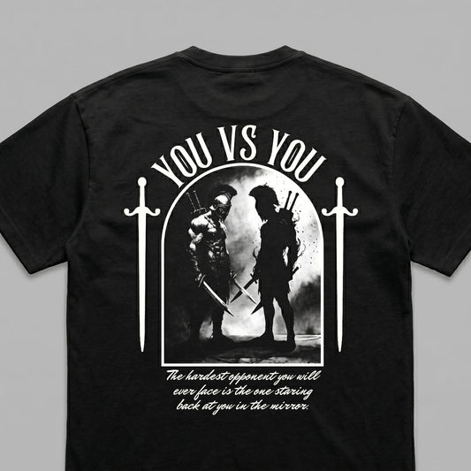 You vs You - Premium Oversized Front + Back Print Drop Shoulder Cotton T-Shirt