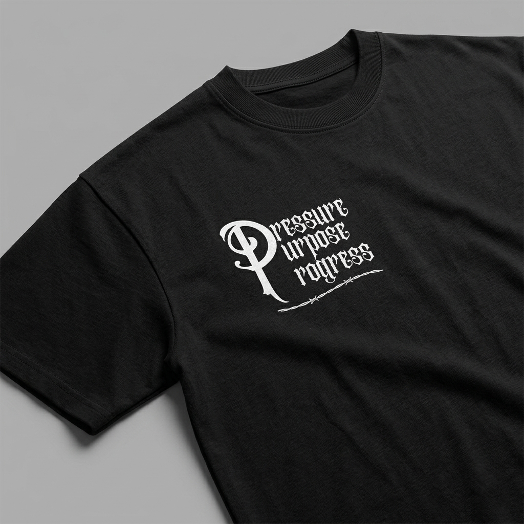 Pressure, Purpose, Progress - Premium Oversized Front + Back Print Drop Shoulder Cotton T-Shirt