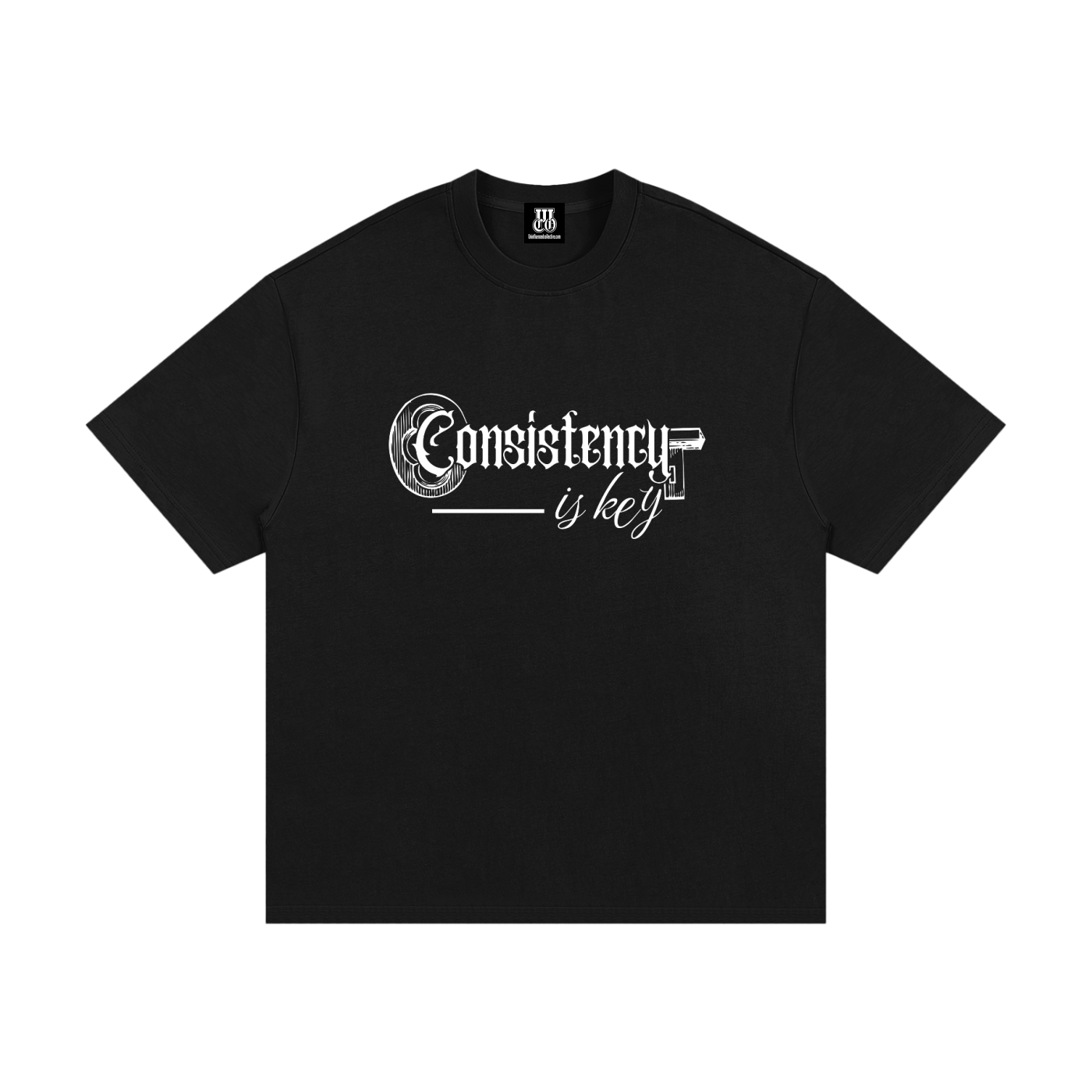 Consistency is key - Premium Oversized Front Print Drop Shoulder Cotton T-Shirt