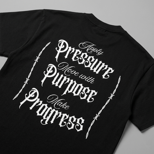 Pressure, Purpose, Progress - Premium Oversized Front + Back Print Drop Shoulder Cotton T-Shirt