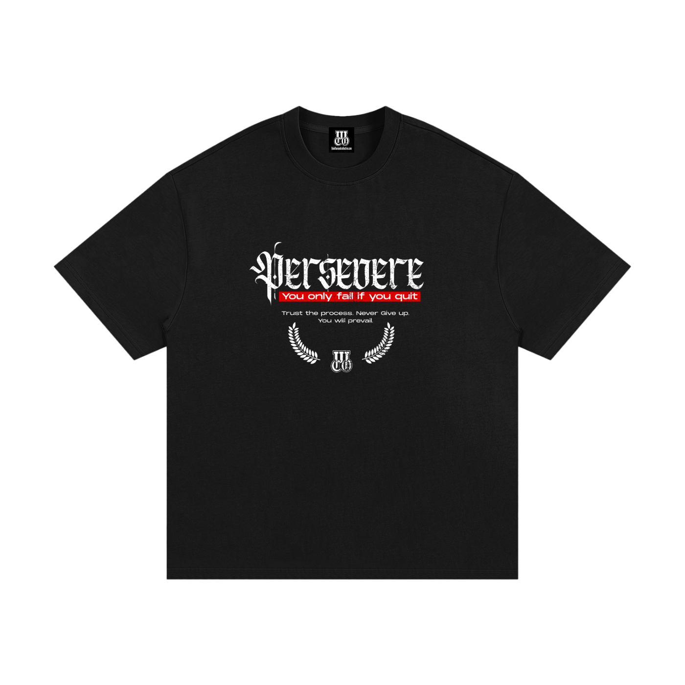Persevere - Premium Oversized Front Print Drop Shoulder Cotton T-Shirt