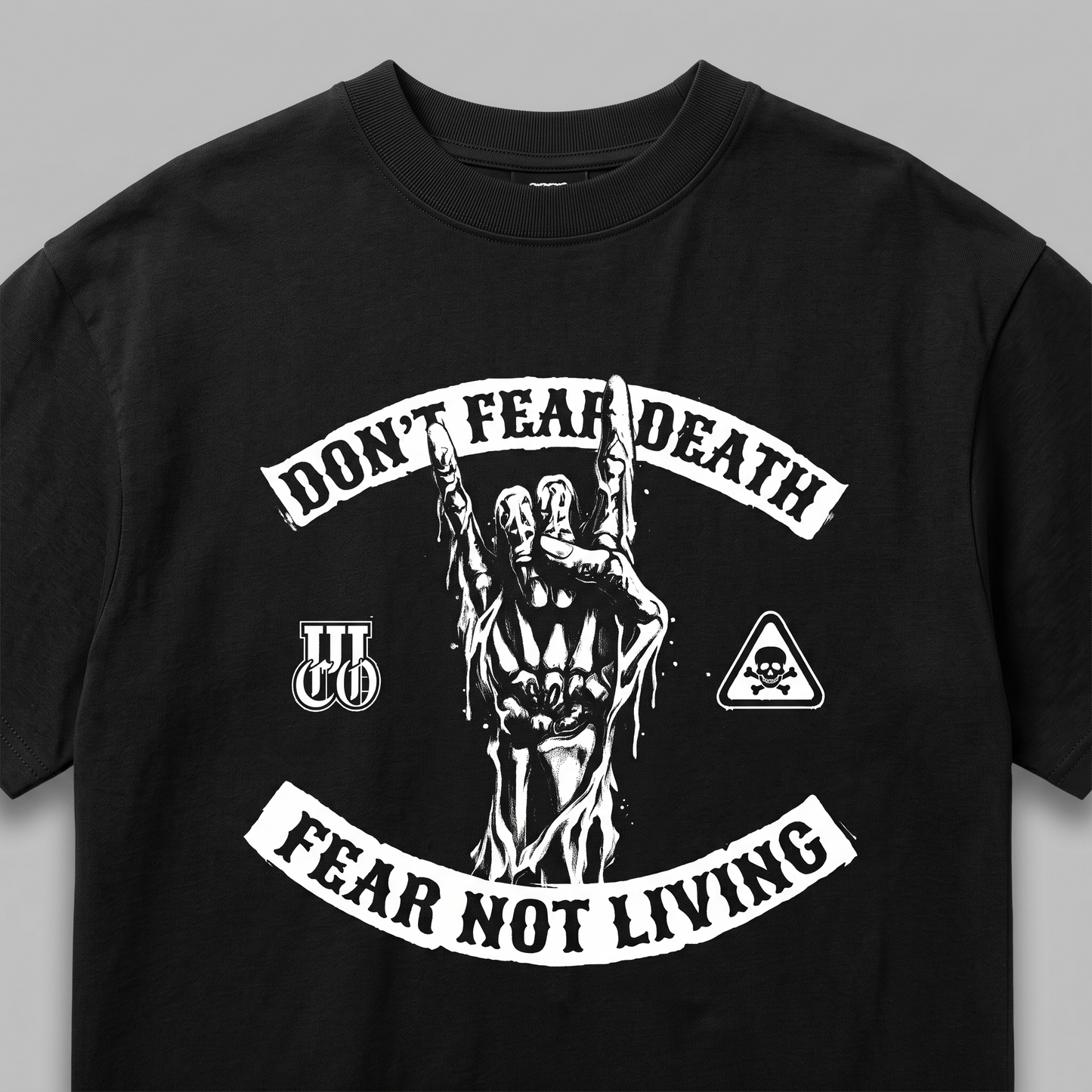 Don't Fear Death, Fear Not Living - Premium Oversized Front Print Drop Shoulder Cotton T-Shirt