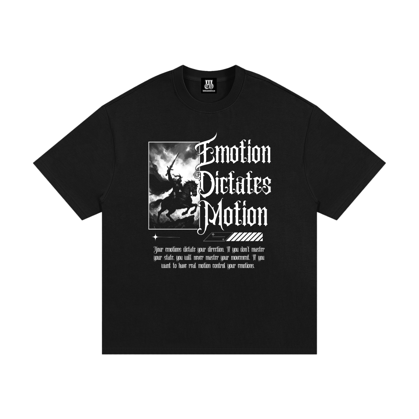 Emotion Dictates Motion - Premium Oversized Front Print Drop Shoulder Cotton T-Shirt