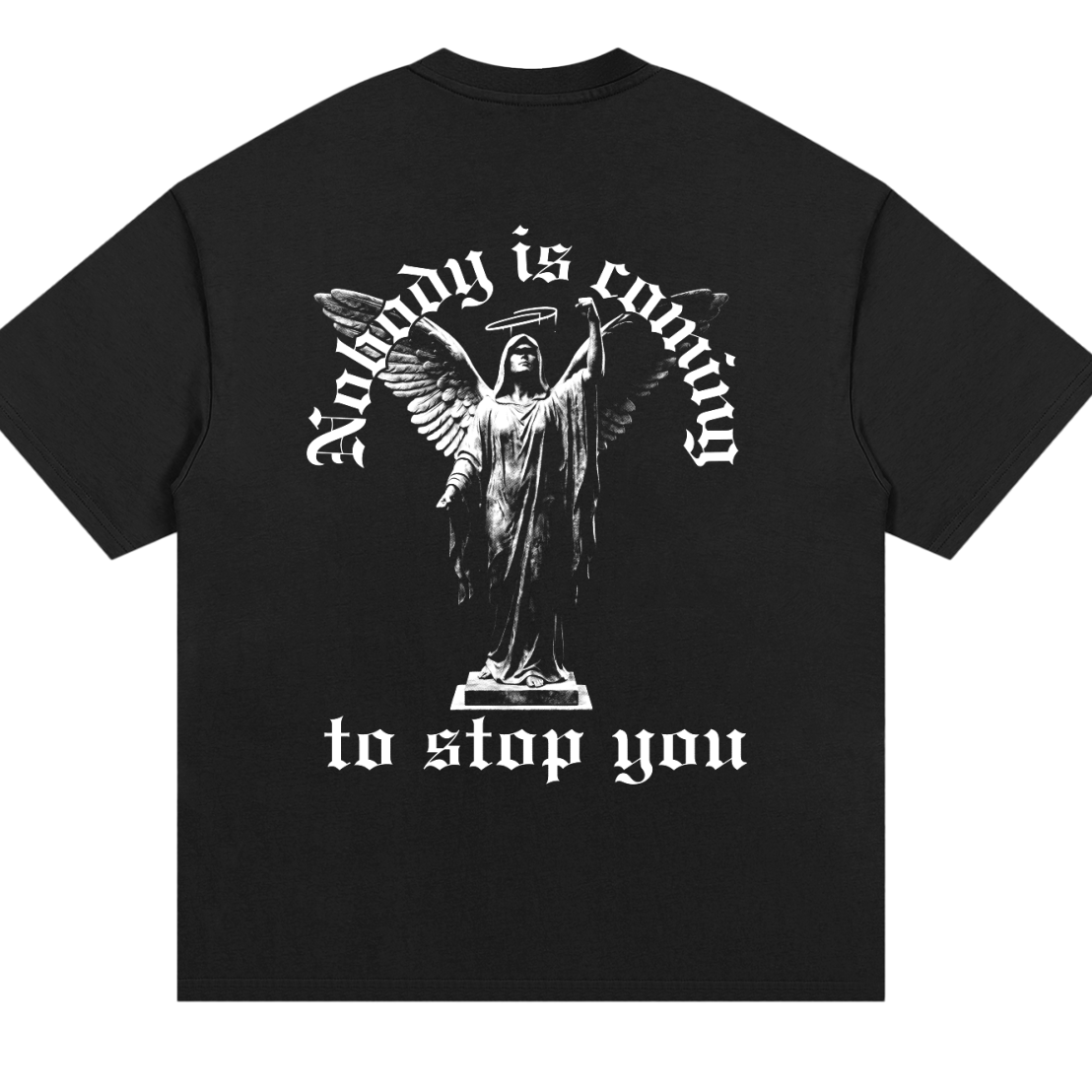 Nobody Is Coming To Stop/Save You - Premium Oversized Front + Back Print Drop Shoulder Cotton T-Shirt