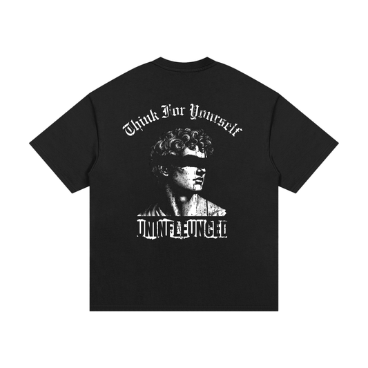 Think For Yourself - Premium Oversized Front + Back Print Drop Shoulder Cotton T-Shirt