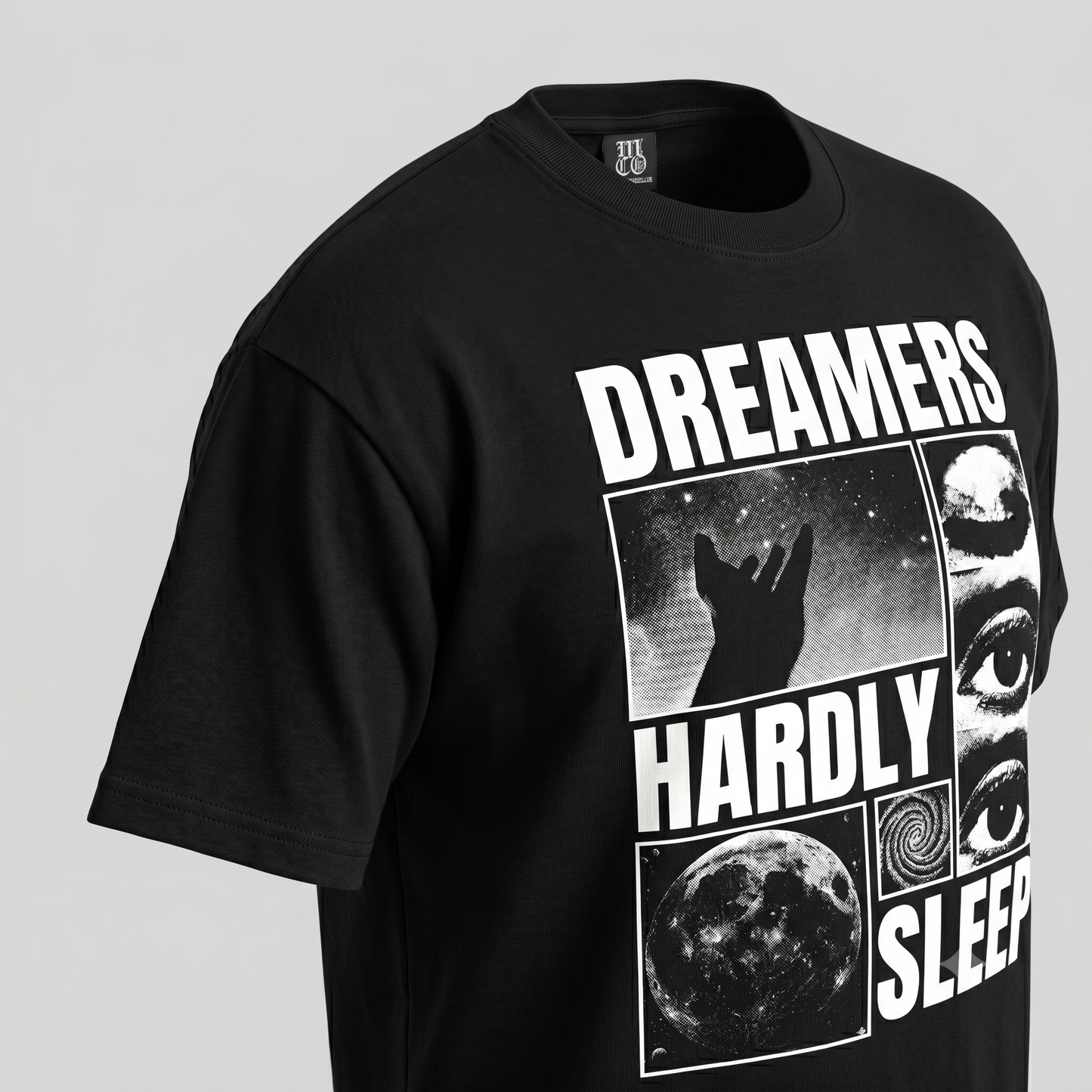 Dreamers hardly sleep - Premium Oversized Front Print Drop Shoulder Cotton T-Shirt