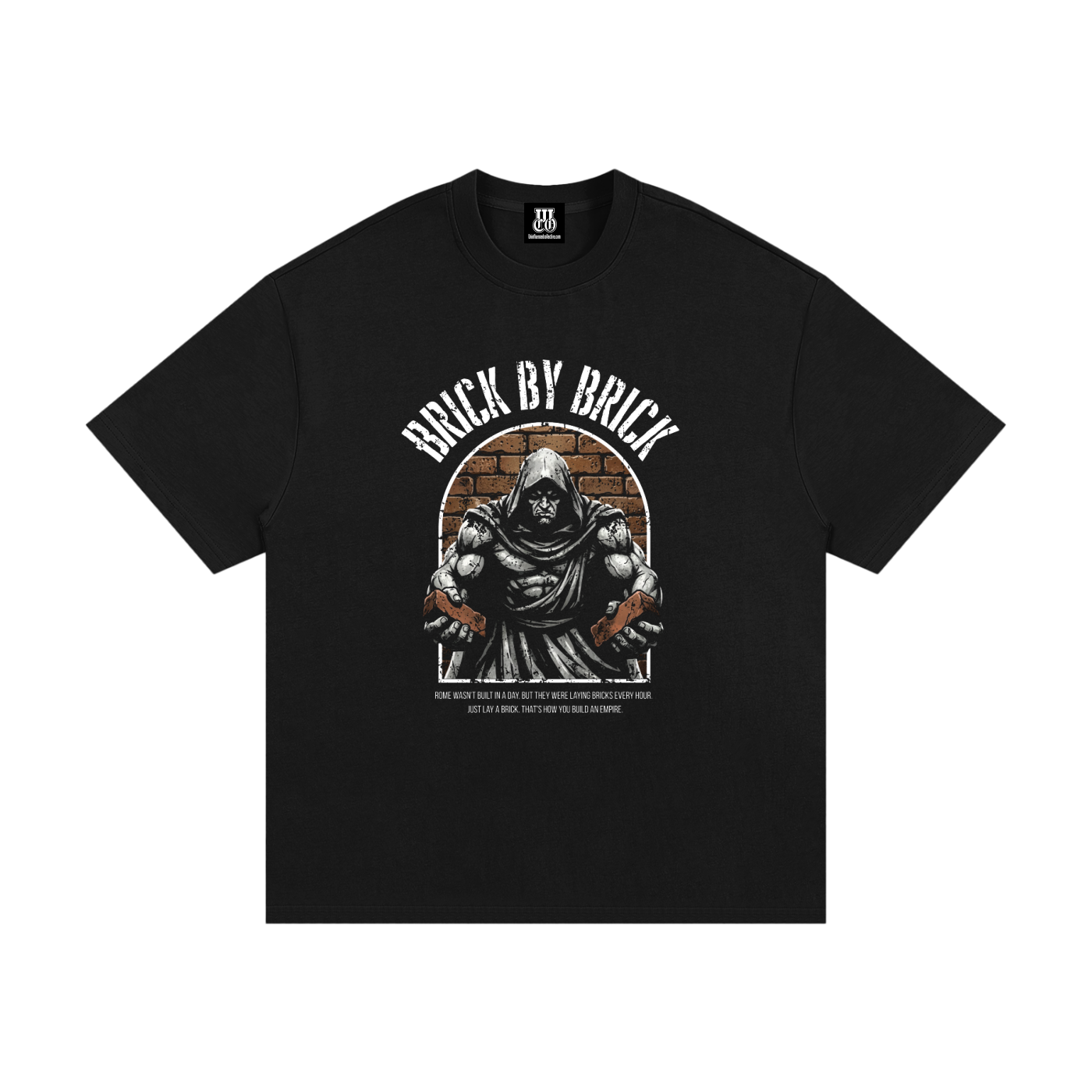 Brick By Brick - Premium Oversized Front Print Drop Shoulder Cotton T-Shirt