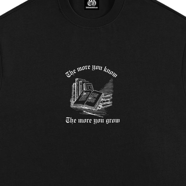 Knowledge Is Power - Premium Oversized Front + Back Print Drop Shoulder Cotton T-Shirt