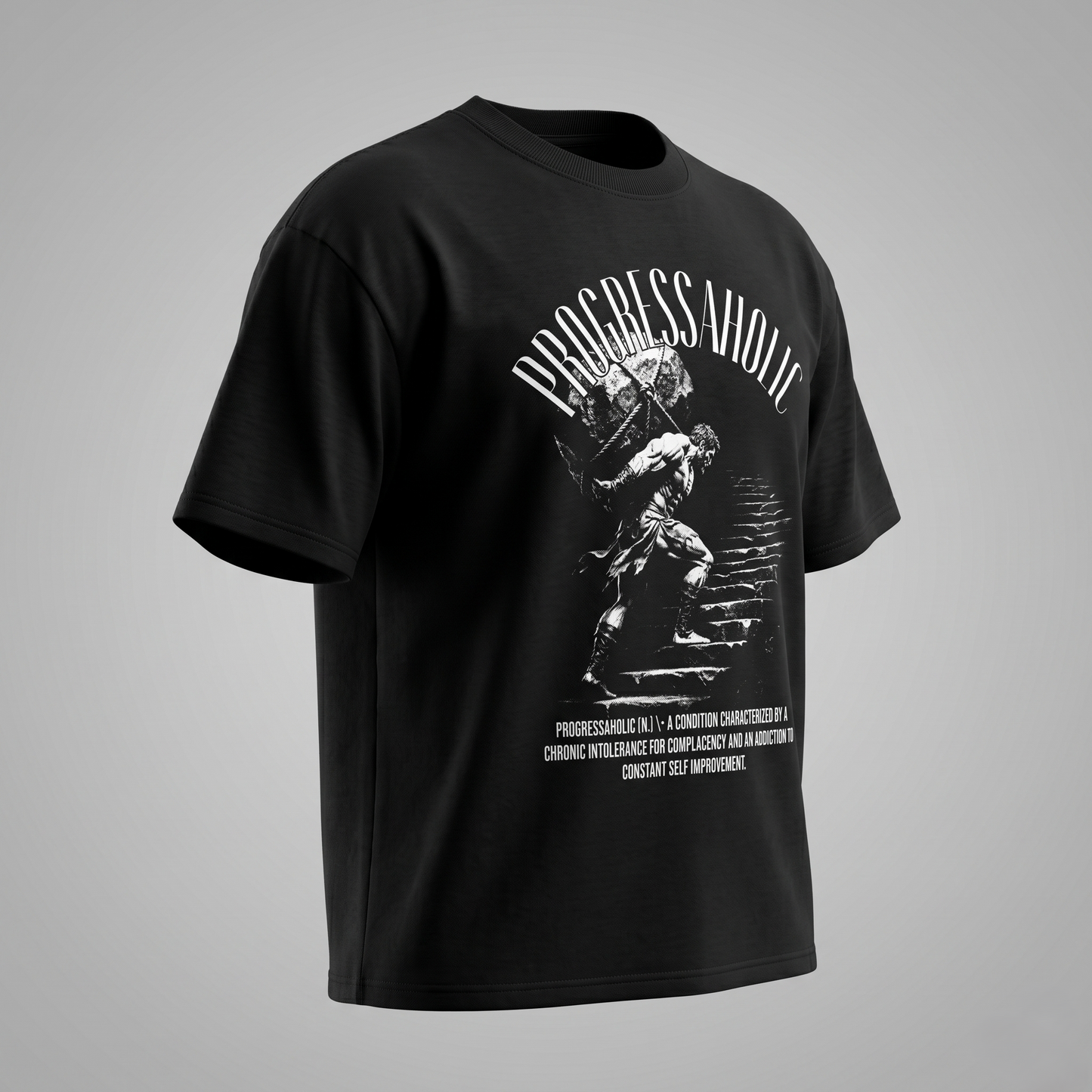 Progressaholic  - Premium Oversized Front Print Drop Shoulder Cotton T-Shirt