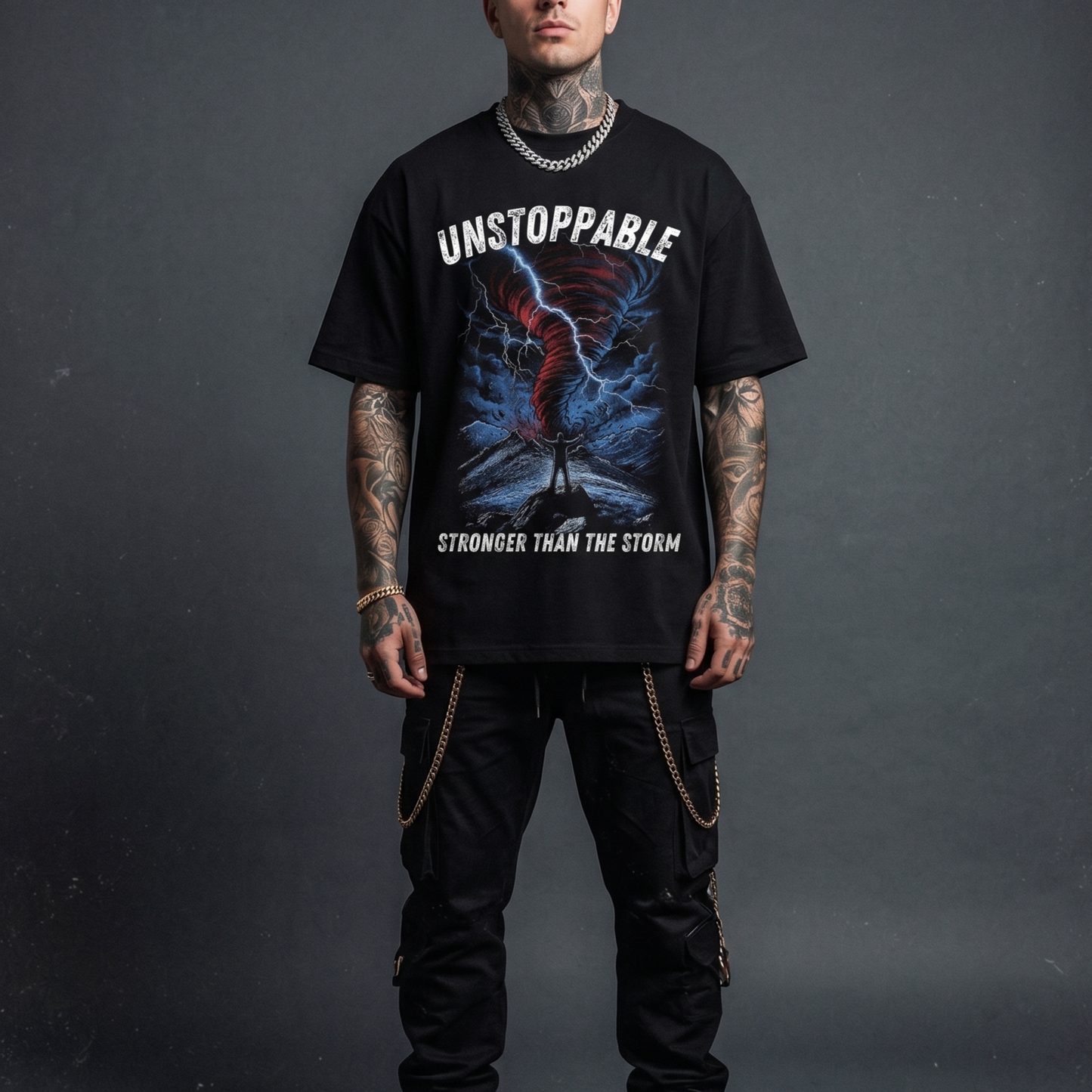 Unstoppable - Premium Oversized Front Print Drop Shoulder Cotton T-Shirt