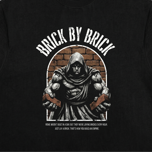 Brick By Brick - Premium Oversized Front Print Drop Shoulder Cotton T-Shirt
