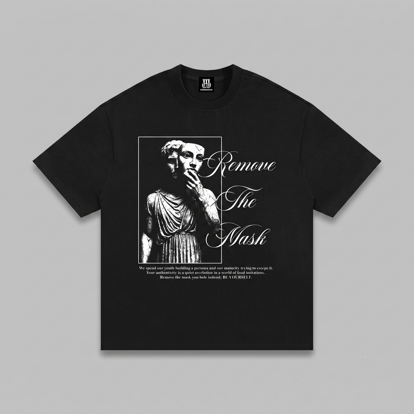 Remove The Mask - Premium Oversized Front Print Drop Shoulder Cotton T-Shirt