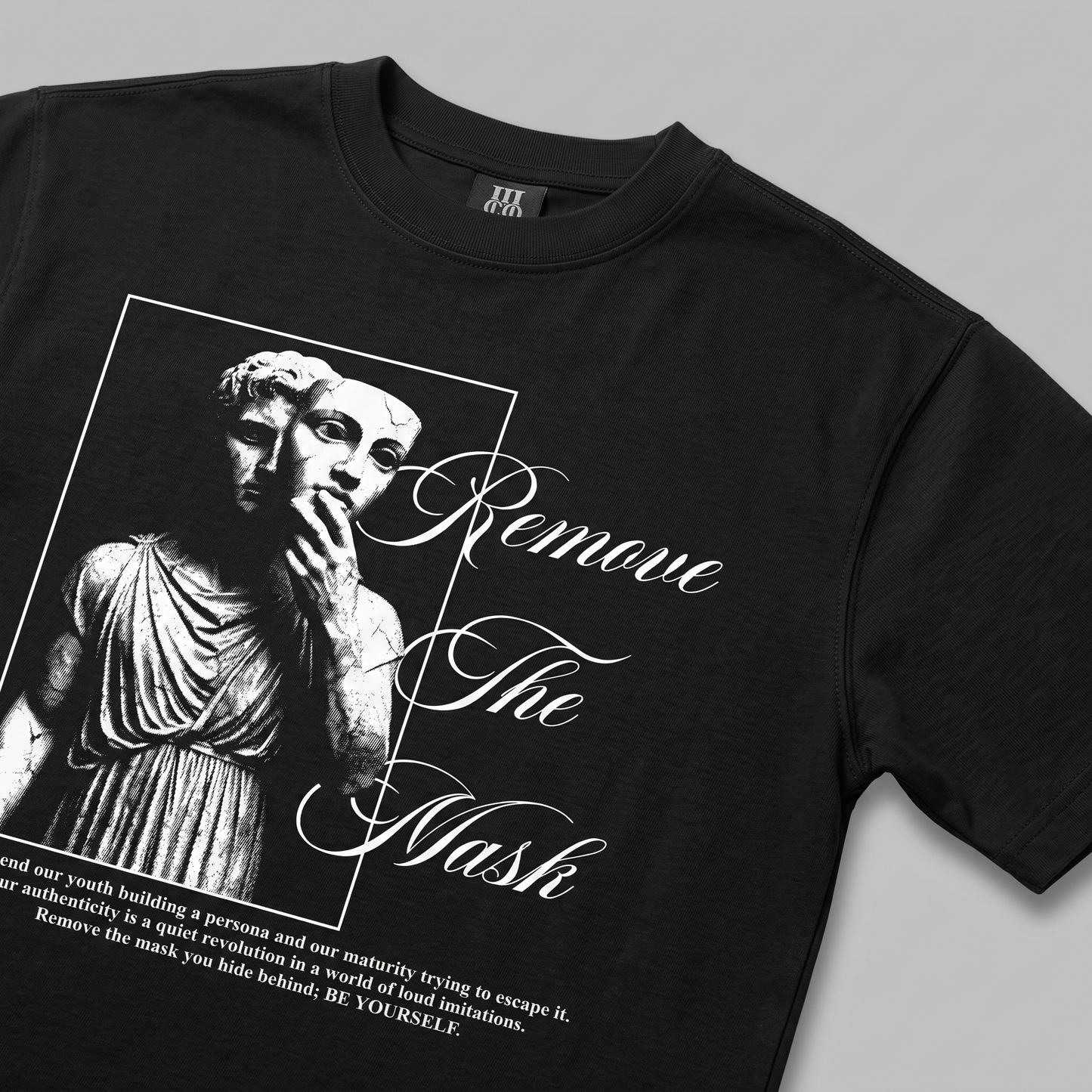 Remove The Mask - Premium Oversized Front Print Drop Shoulder Cotton T-Shirt