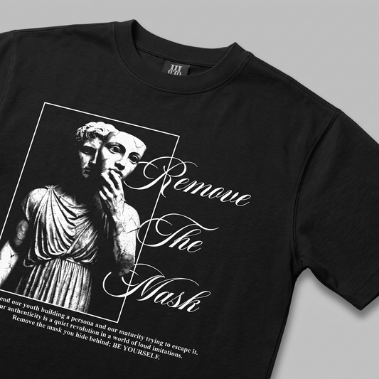 Remove The Mask - Premium Oversized Front Print Drop Shoulder Cotton T-Shirt