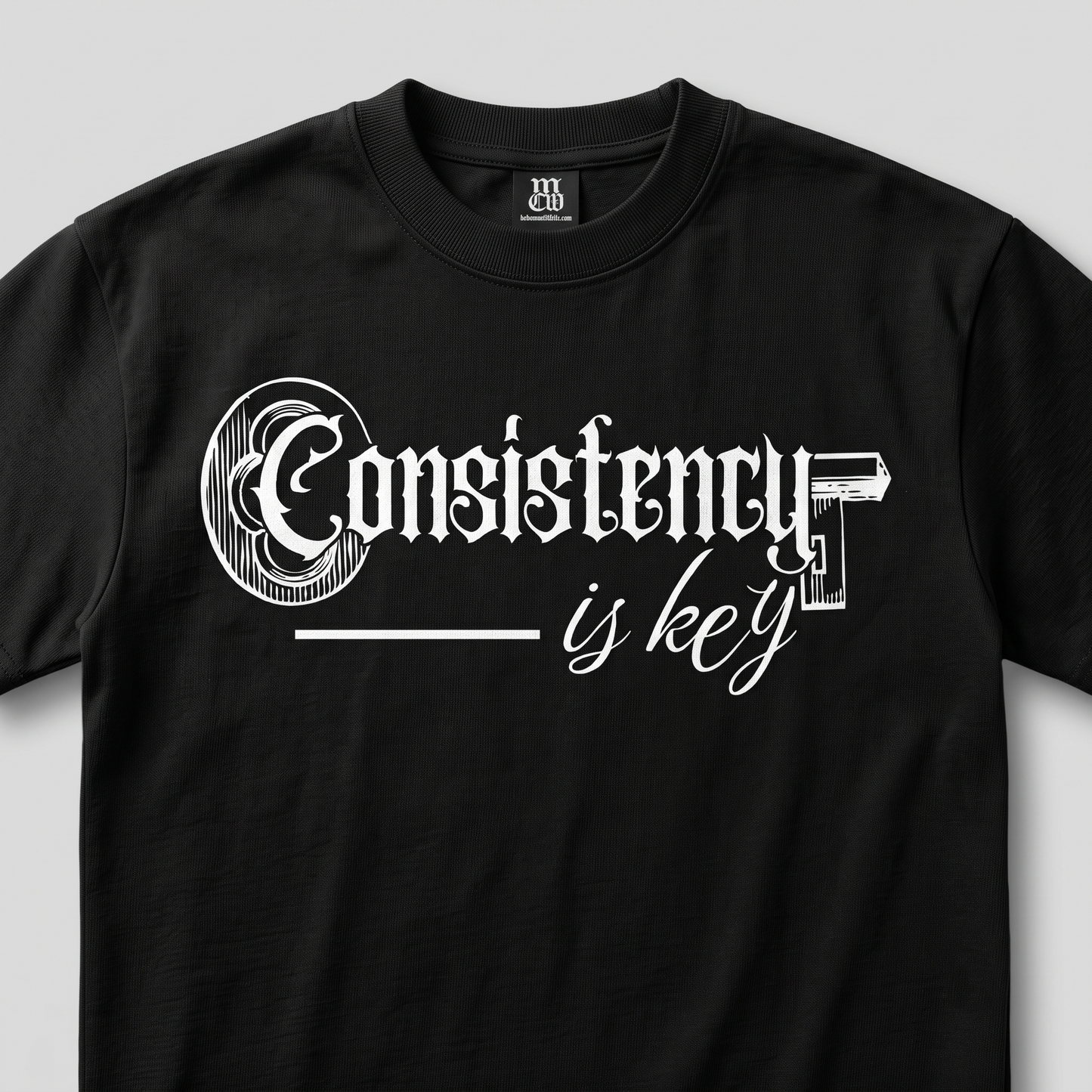 Consistency is key - Premium Oversized Front Print Drop Shoulder Cotton T-Shirt