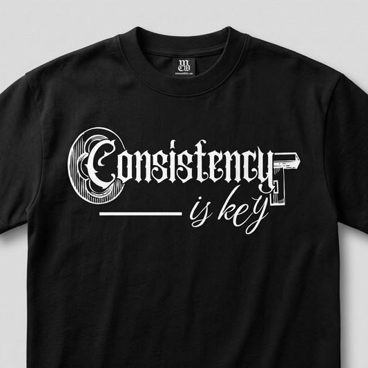 Consistency is key - Premium Oversized Front Print Drop Shoulder Cotton T-Shirt