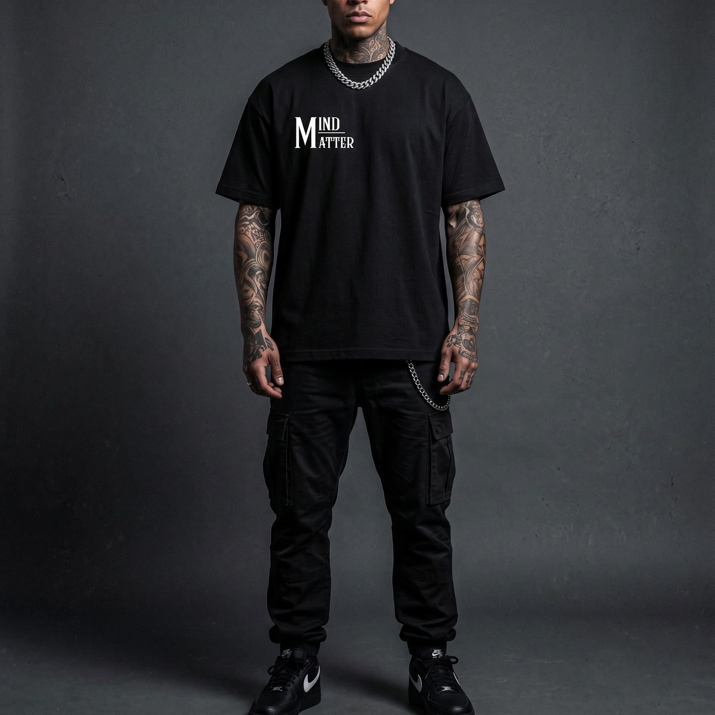 Mind Over Matter- Premium Oversized Front + Back Print Drop Shoulder Cotton T-Shirt