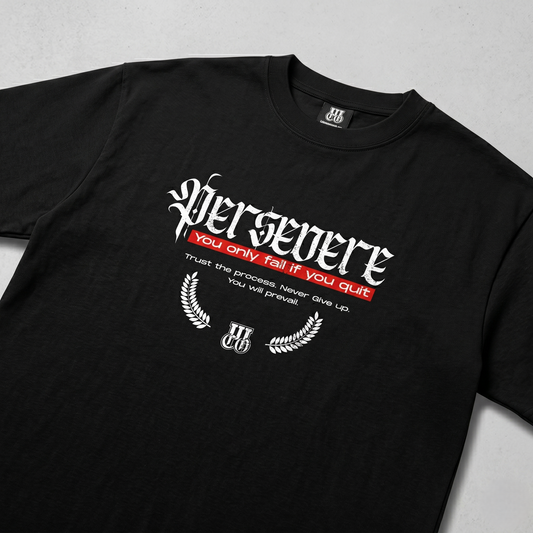 Persevere - Premium Oversized Front Print Drop Shoulder Cotton T-Shirt