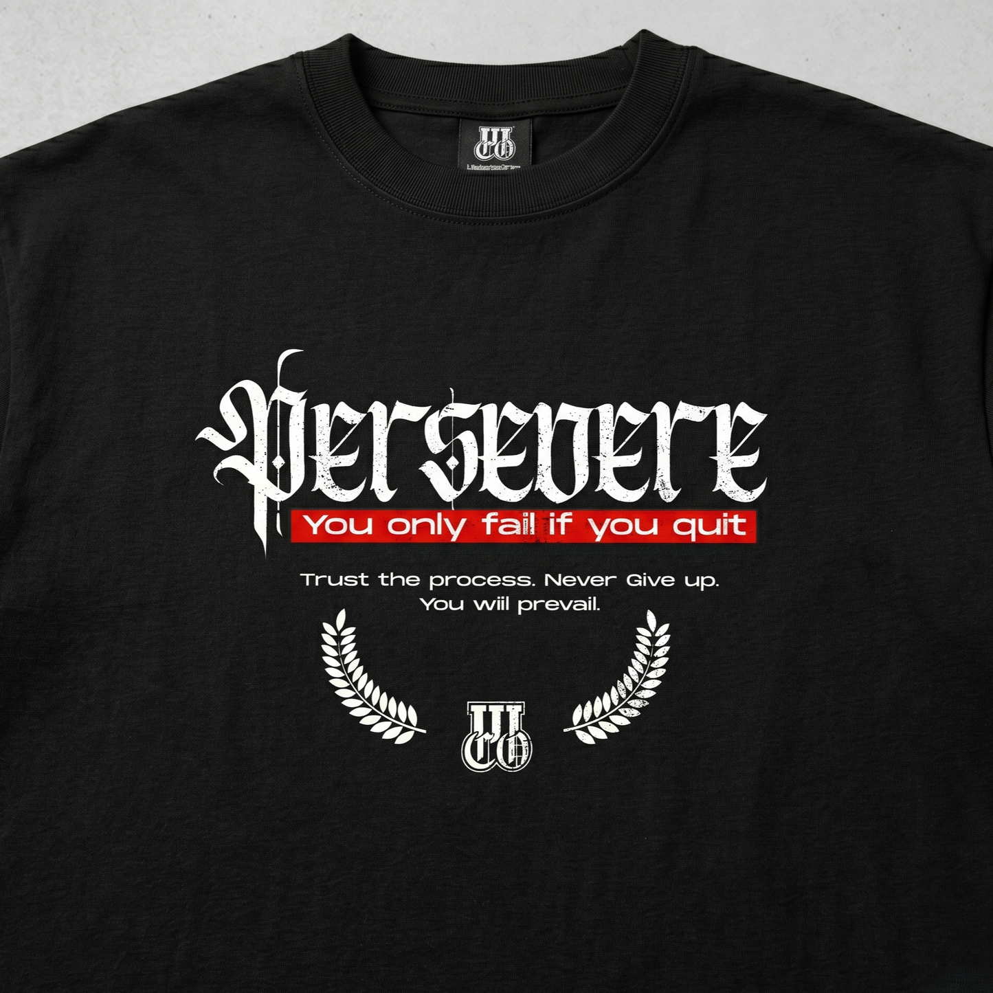 Persevere - Premium Oversized Front Print Drop Shoulder Cotton T-Shirt