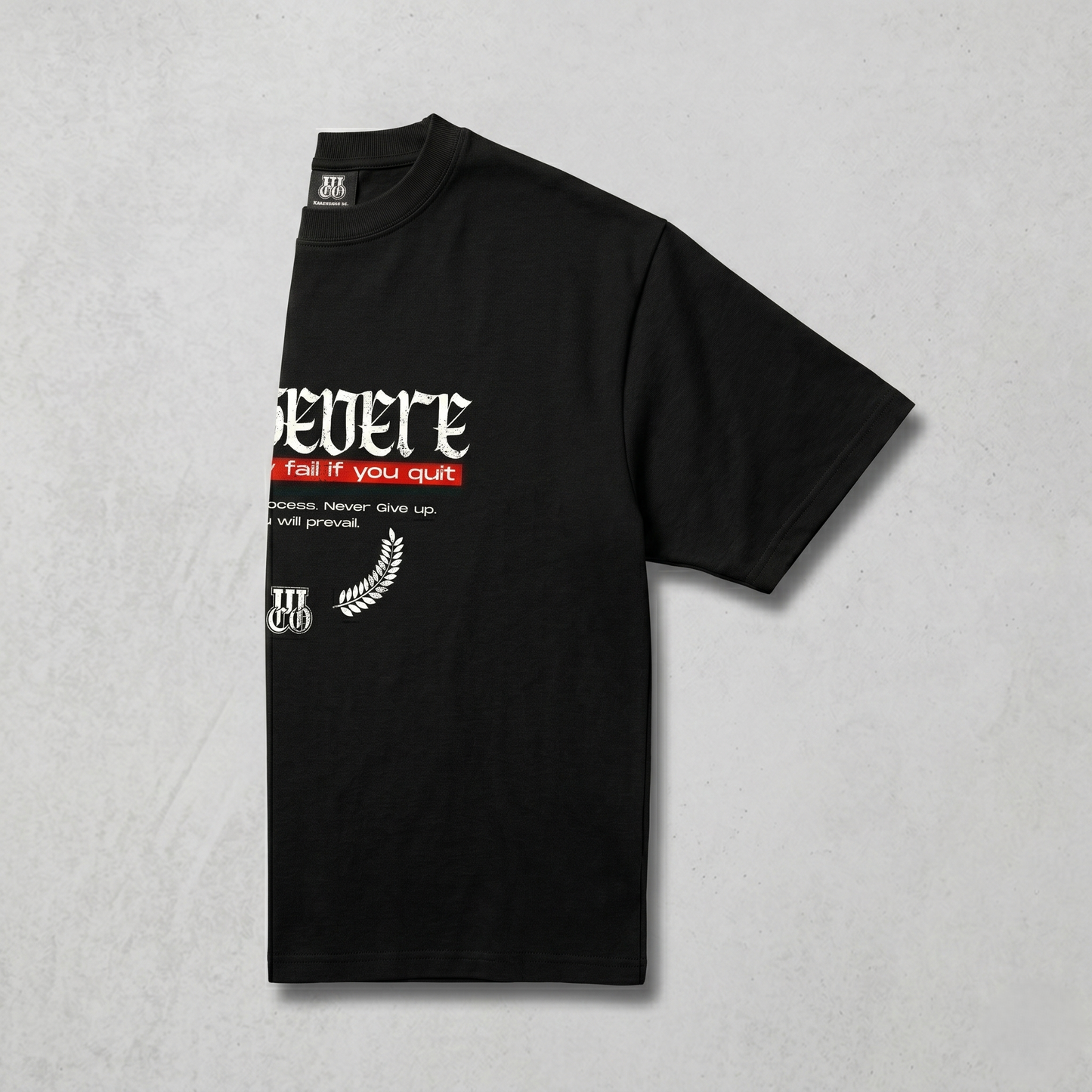 Persevere - Premium Oversized Front Print Drop Shoulder Cotton T-Shirt