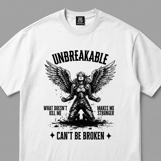Can't be broken - Premium Oversized Front Print Drop Shoulder Cotton T-Shirt