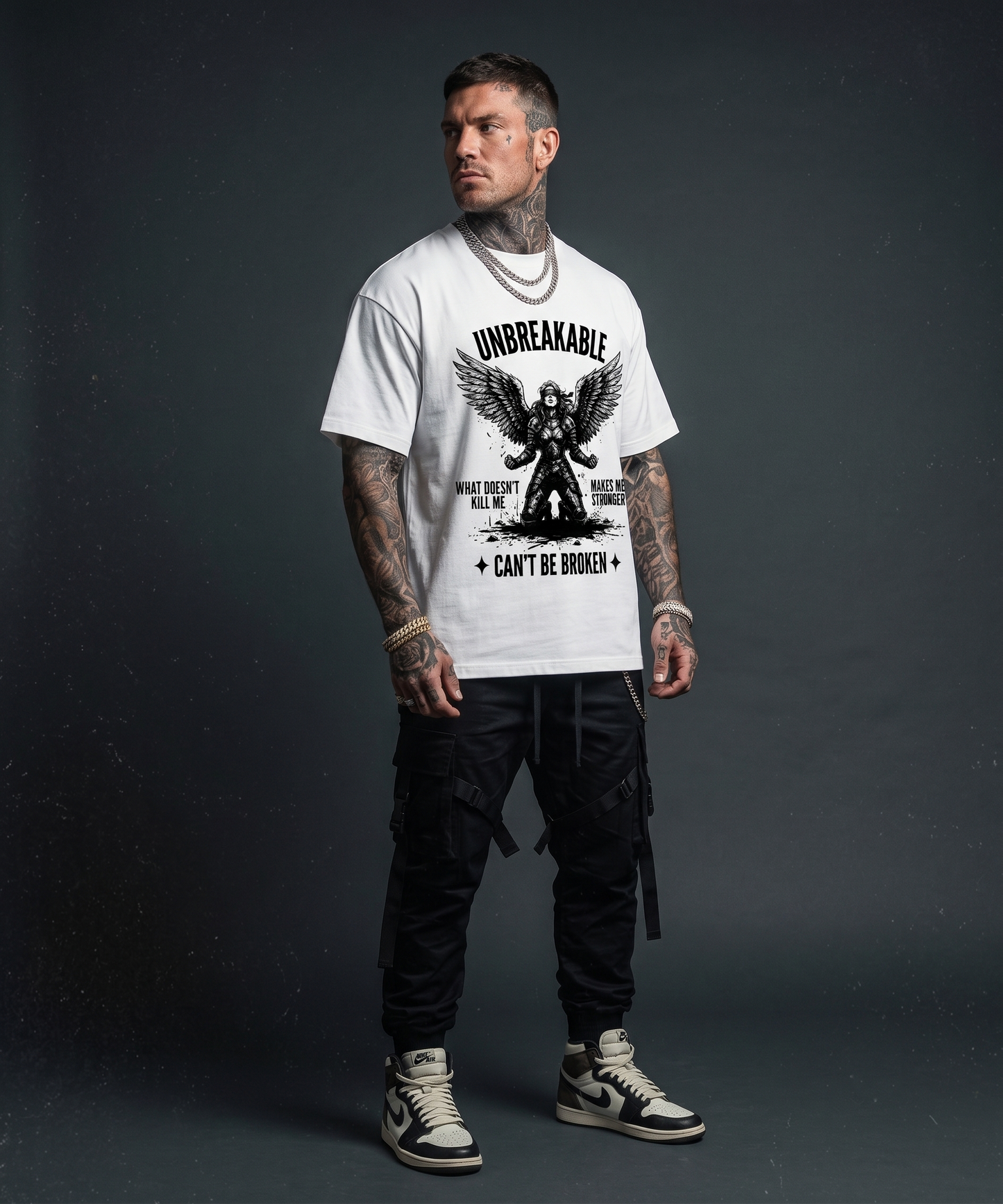 Can't be broken - Premium Oversized Front Print Drop Shoulder Cotton T-Shirt