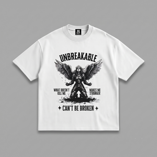 Can't be broken - Premium Oversized Front Print Drop Shoulder Cotton T-Shirt