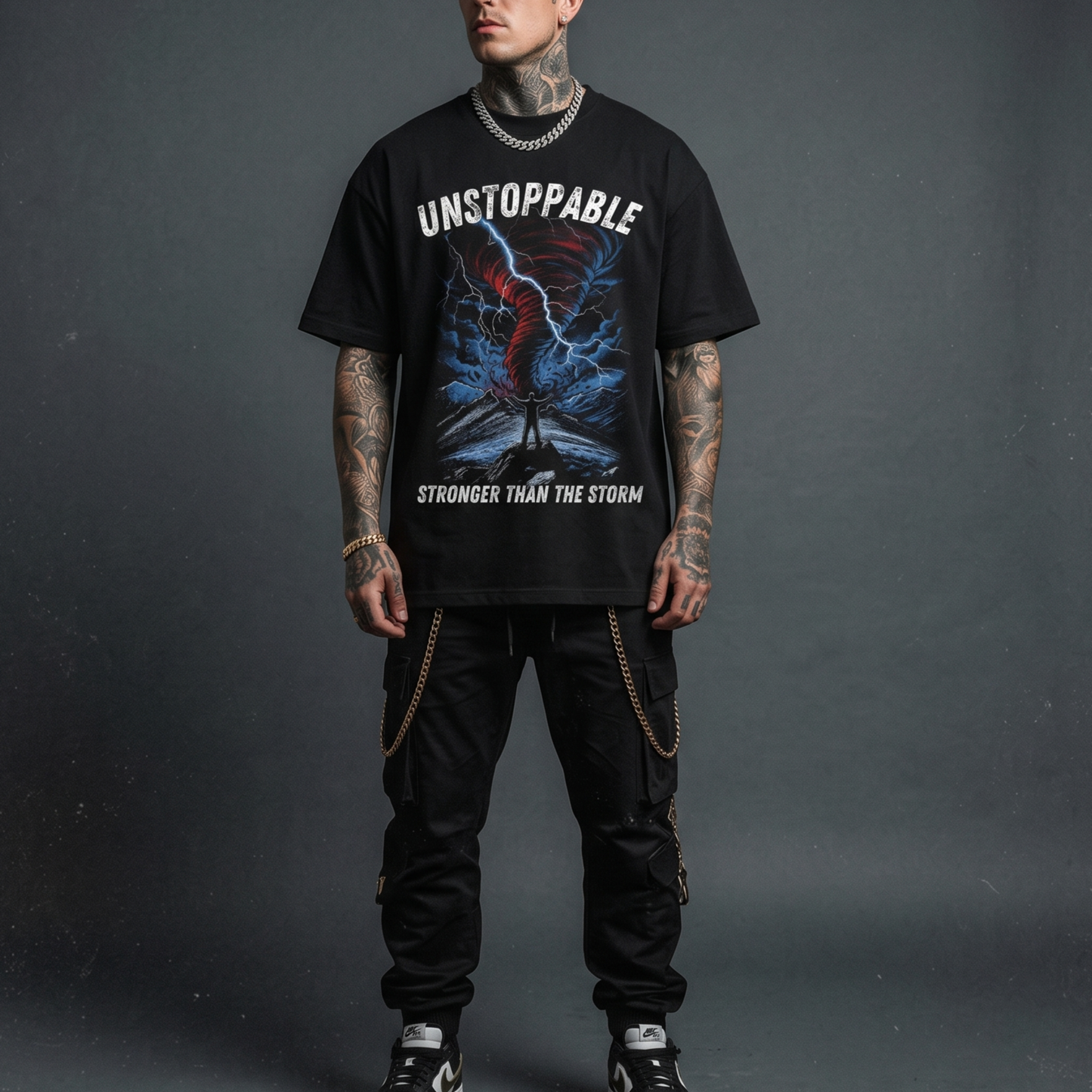 Unstoppable - Premium Oversized Front Print Drop Shoulder Cotton T-Shirt