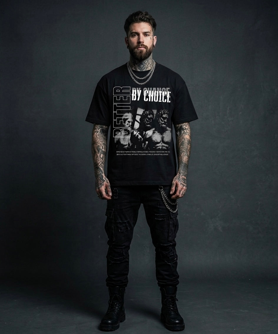 Better By Choice - Premium Oversized Front Print Drop Shoulder Cotton T-Shirt