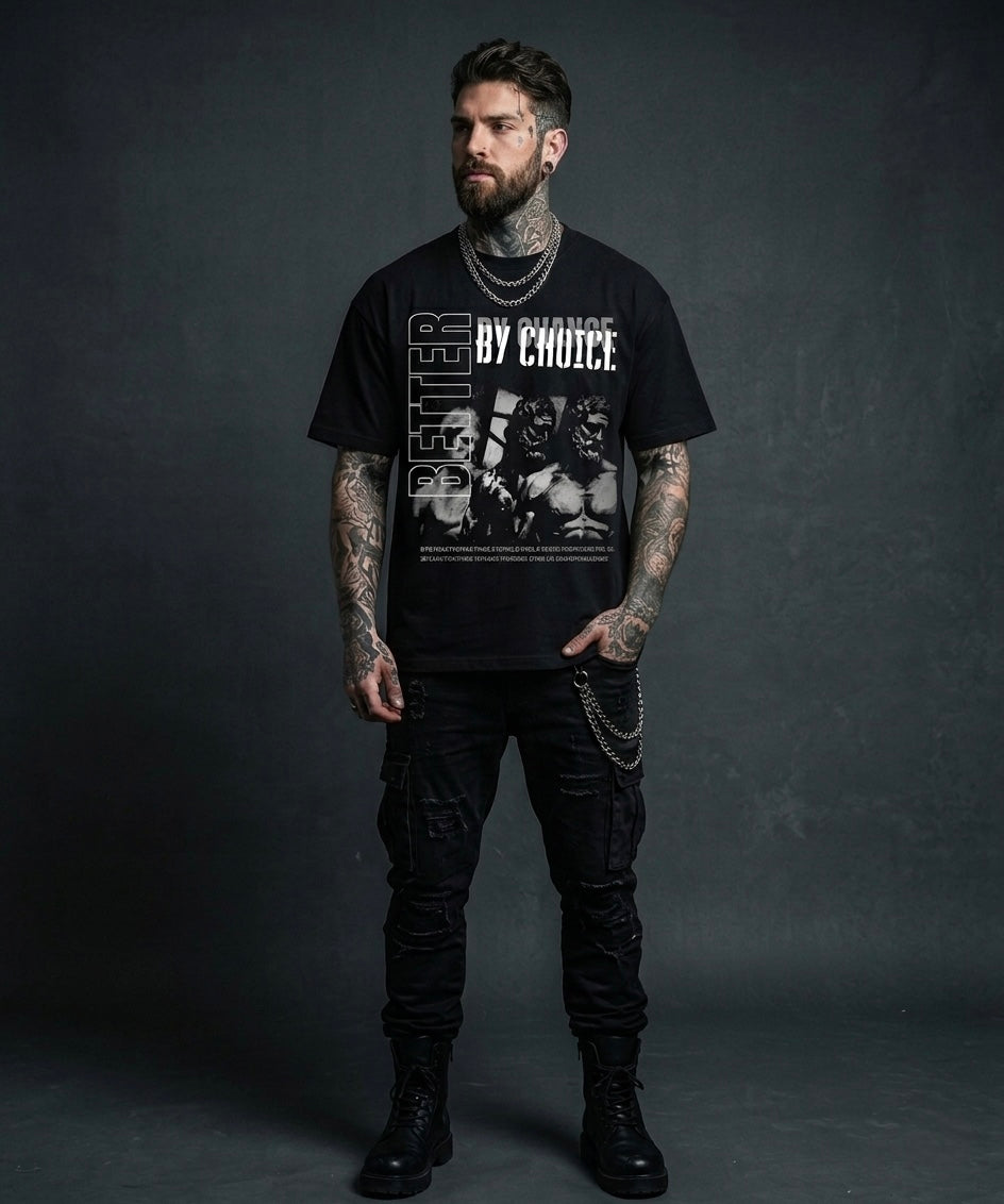 Better By Choice - Premium Oversized Front Print Drop Shoulder Cotton T-Shirt