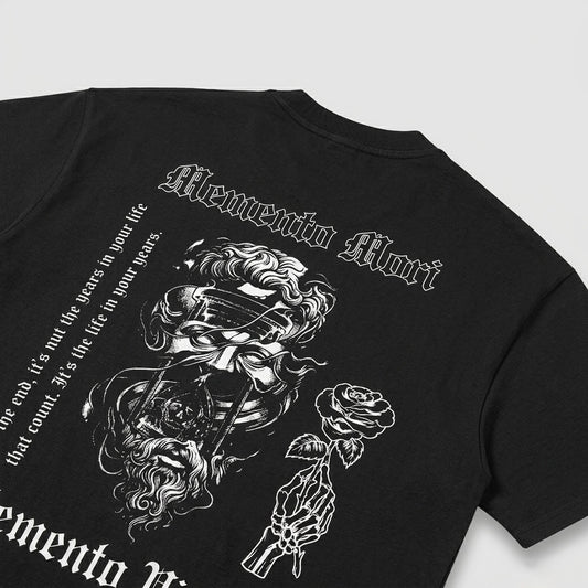 Memento Mori/Vivere - Premium Oversized Front + Back Print Drop Shoulder Cotton T-Shirt