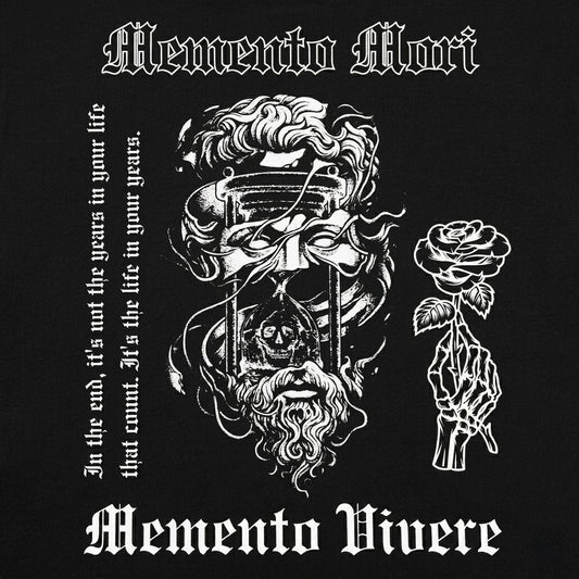 Memento Mori/Vivere - Premium Oversized Front + Back Print Drop Shoulder Cotton T-Shirt