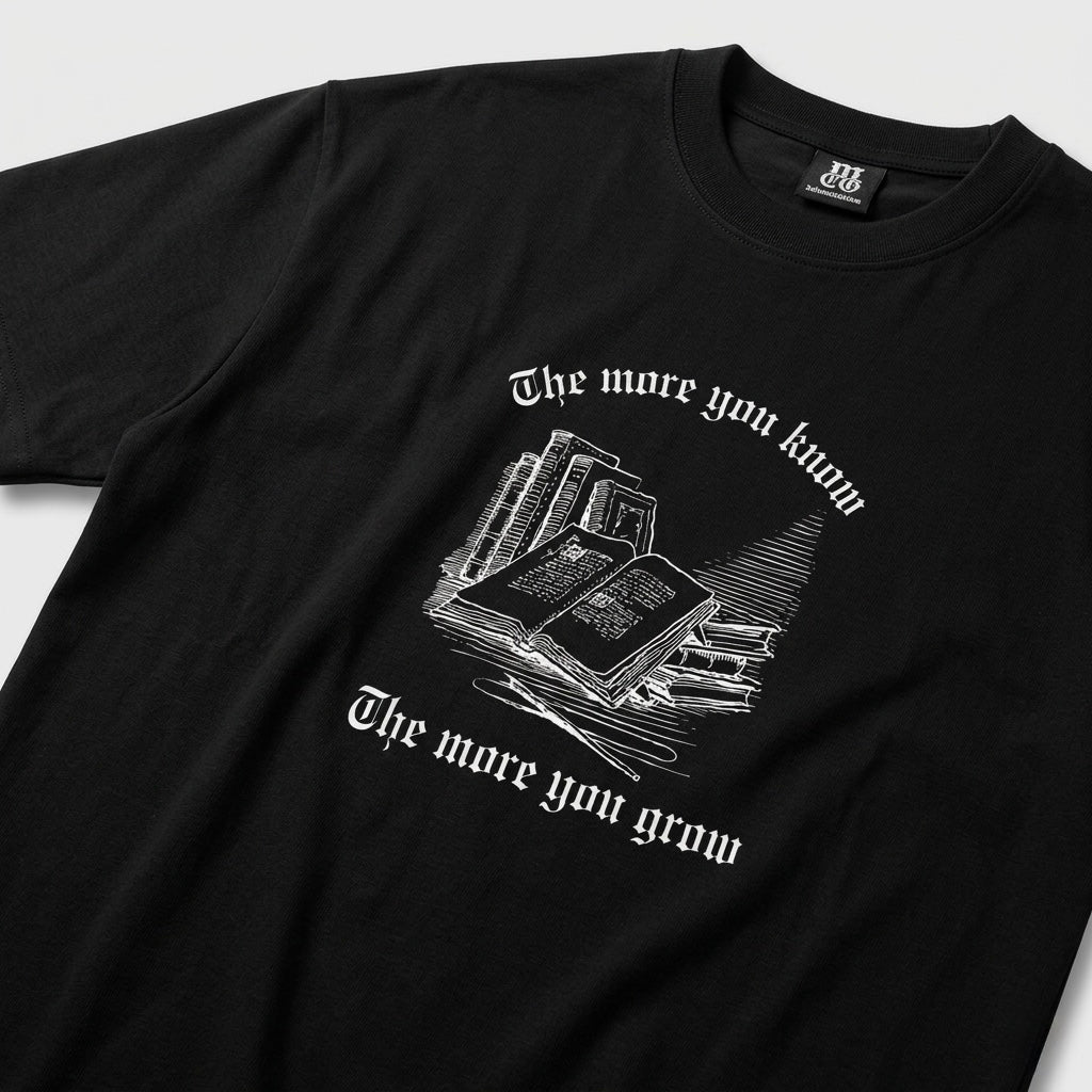 Knowledge Is Power - Premium Oversized Front + Back Print Drop Shoulder Cotton T-Shirt